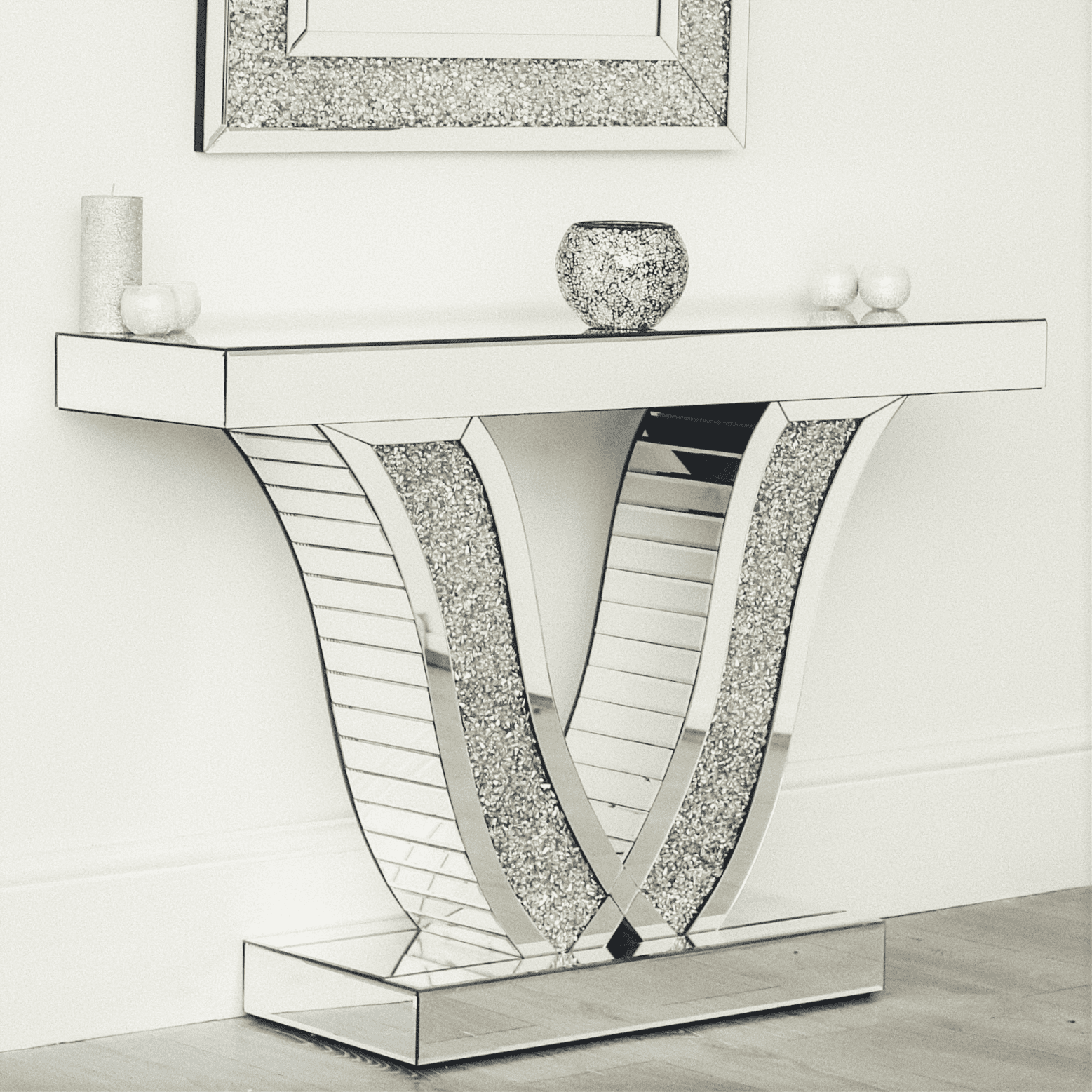 Mirror Crystal Console Table V Base